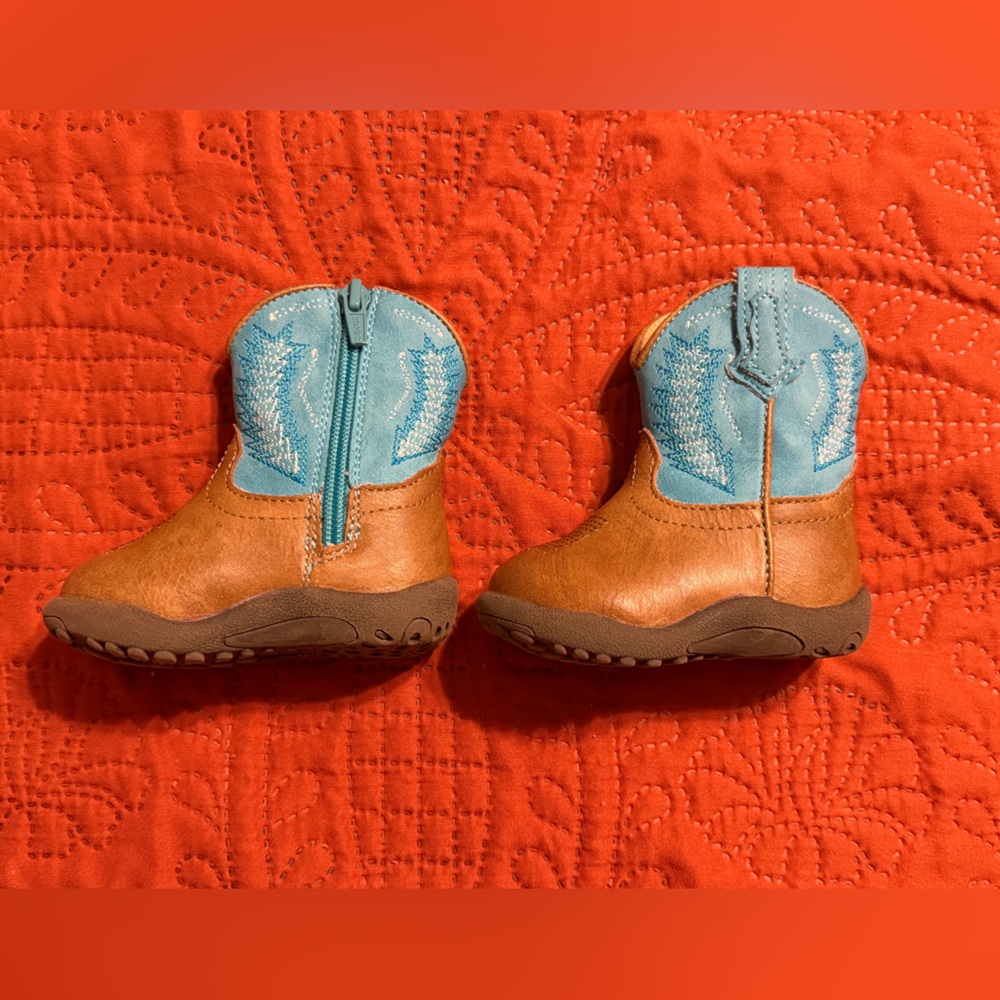 Roper Brown and Blue Infant boots Size 3